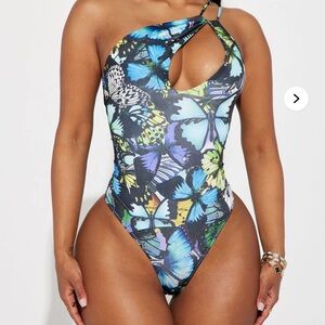 Fashion Nova Multicolor Butterfly Print Bodysuit